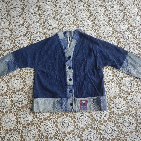 RARE Vintage Handmade Denim Style Cardigan - Picture 3 of 7
